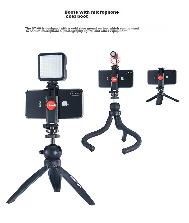 Ulanzi ST-14 Iron Man 3 Metal Phone Clamp for Horizontal, Vertical, Oblique And Overhead Shooting, Hot Shoe Mount for Universal Photography, Vlog, Short Video Selfie And Live Streaming, Desktop Gimbal Stand 5