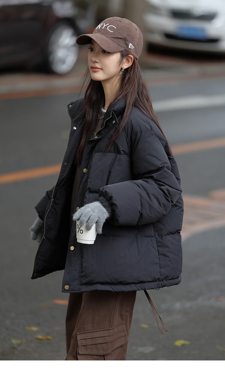 Dme [Light Warm Winter] Vintage Stand Collar 90% Duck Down Jacket for Petite Women, Warm Coat for Winter 32