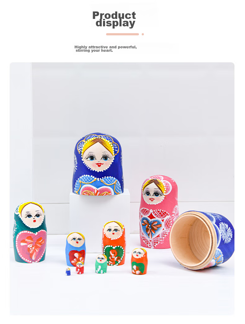 Huashimeng Russian Nesting Dolls Wooden 10-Layer Cartoon Doll Toy for Boys And Girls, Birthday And Holiday Gift 10