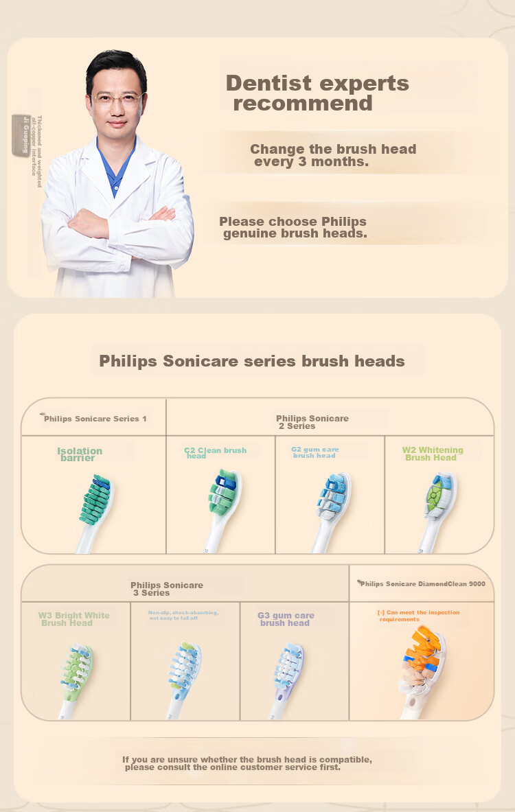PHILIPS Electric Toothbrush Heads Official Original European Import Compatible with Diamond AI Series Handle Cleaning Gum Care Whitening Premium 3-in-1 Brush Heads 4-Pack HX9094/86 Black 1