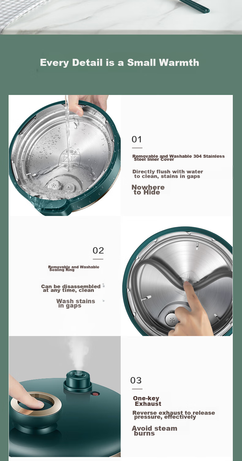 SUPOR Single-Person Electric Pressure Cooker 2.3L, Crystal Ball Pot with Lid, Hot Pot, Smart Reservation for 1-3 People, SY-23YC8062Q Rice Cooker And Pressure Cooker 13