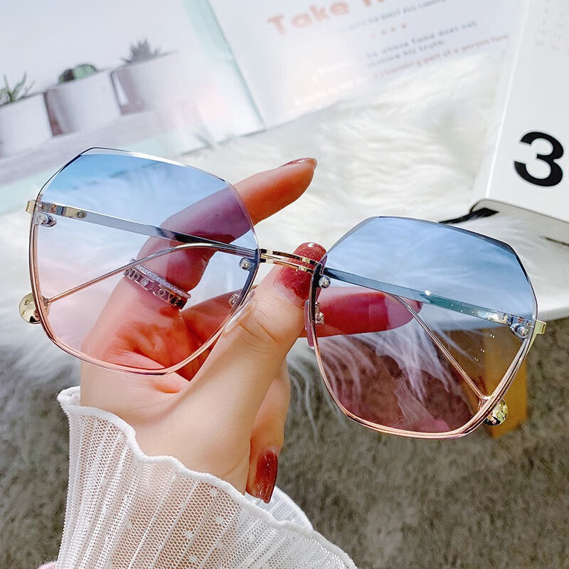 LESCA LUNETIER Trendy Women's Internet Celebrity UV Protection Sunglasses Gradient Blue for Qixi Festival And Father's Day 7