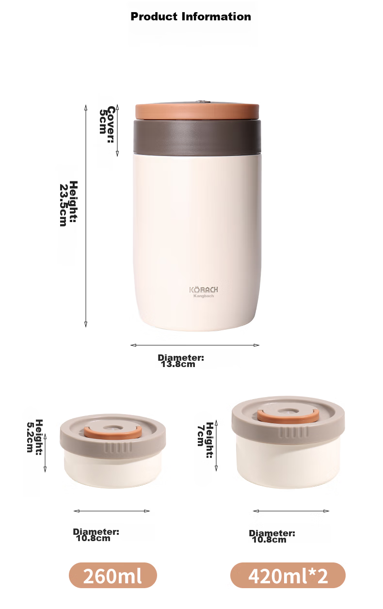 KBH Insulated Lunch Box Large Capacity Thermal Container for Students, Office Workers And Home Use Stainless Steel Double-Layer Insulated Food Pot 13