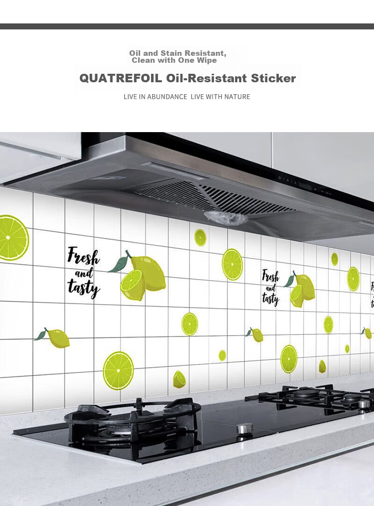 Quatrefoil Kitchen Sticker, Oil And Water Resistant Wallpaper, Self-Adhesive Stove And Cabinet Decal, 0.6*3 Meters, Lemo 1