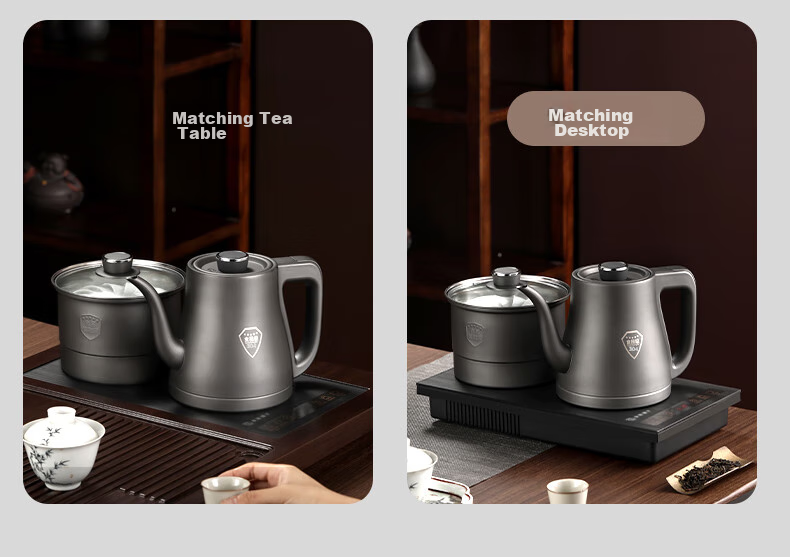 FUNORK Fully Automatic Electric Kettle with Tea Table, 304 Stainless Steel Integrated Tea Table And Coffee Table, Built-In Electric Teapot, Tea Set And Electric Tea Stove HL-602 Cleaning Model 1L 11