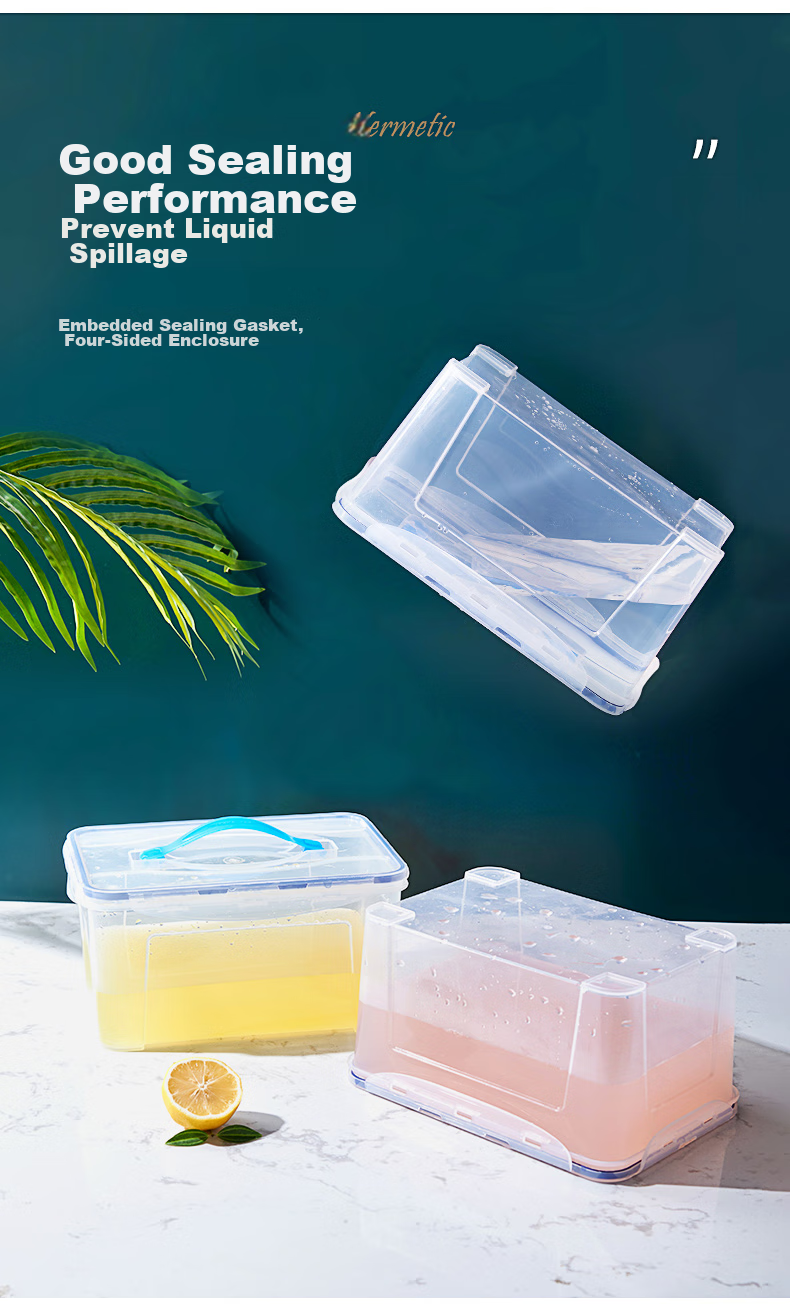 JEKO&JEKO Refrigerator Storage Box, Food-Grade Kitchen Sealed Container, Egg Storage Box, Airtight Storage Box, 5L Capacity, Set of 4 8
