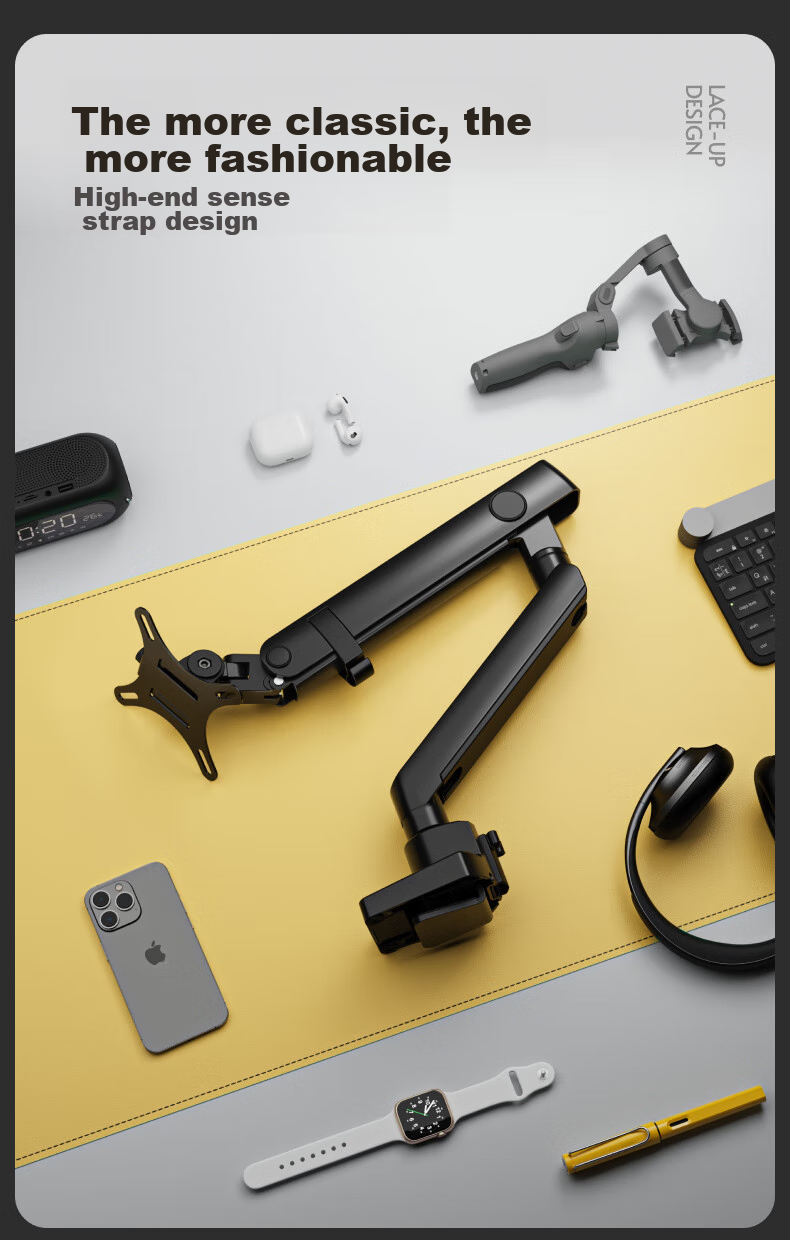 Brateck Beihu Monitor Stand, Mechanical Arm, Computer Desk Clamp Base, Heavy-Duty Screen Riser E500 Black 17-40 Inch, Suspended Arm 5