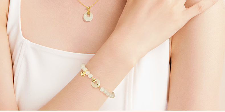 Fanci X Palace Master Blessing Safety Clasp Hetian Jade Necklace Silver Women's Light Luxury High-End Feel Ladies Birthday Gift 6