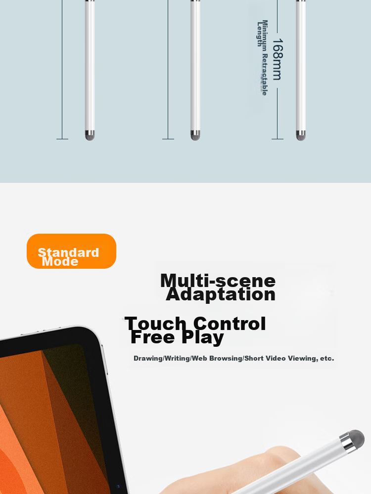 ESCASE Electronic Whiteboard Retractable Teaching Pointer Pen, Handwriting Pen, Teacher Smart Screen Blackboard Electronic Multimedia Teaching Capacitive Pen All-In Machine, Extended Aluminum Alloy Learning Machine Touchscreen Pen White 4