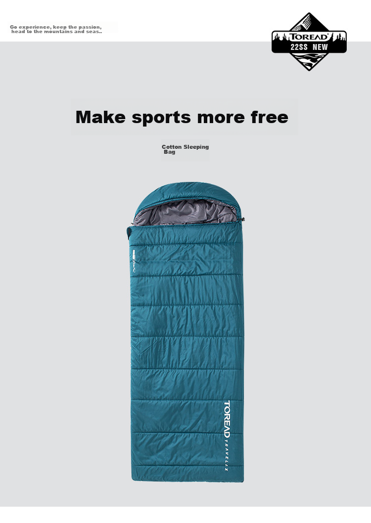 TOREAD Cotton Sleeping Bag, All-Season Outdoor Camping, Moisture-Proof, Portable, Envelope-Style, Thickened, Warm Blanket TECCCM90739 1