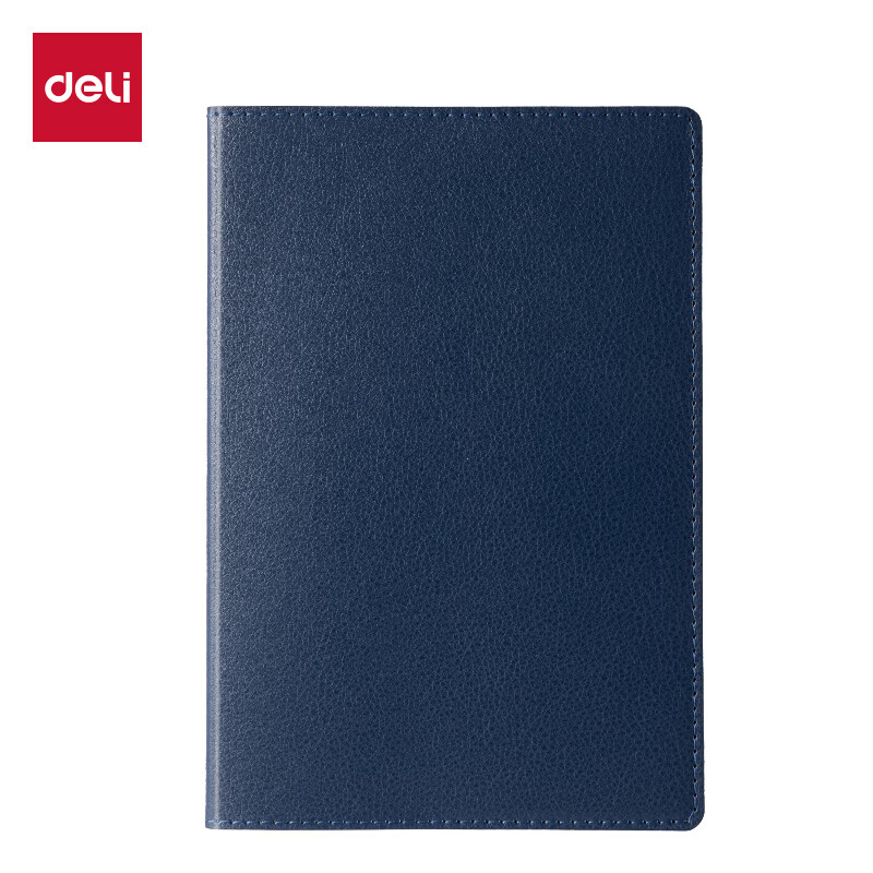 Deli Leather Notebook, Light Business Notepad for Office Meetings And Note-Taking, 25K80 Sheets/Book, 205*141mm, BP01 Dark Blue