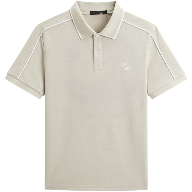 GXG Men's Clothing, 2024 Summer New Arrival, Contrasting Color Embroidery Casual Short-Sleeve Polo Shirt for Men, Khaki Color, Size 185/XXL