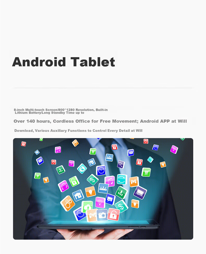 Yijiantong Android Smart 4G All-Network Large Screen Recording Desk Phone 2S 8-Inch Touchscreen Internet Video Support WiFi Bluetooth Card Slot Desk Phone 11