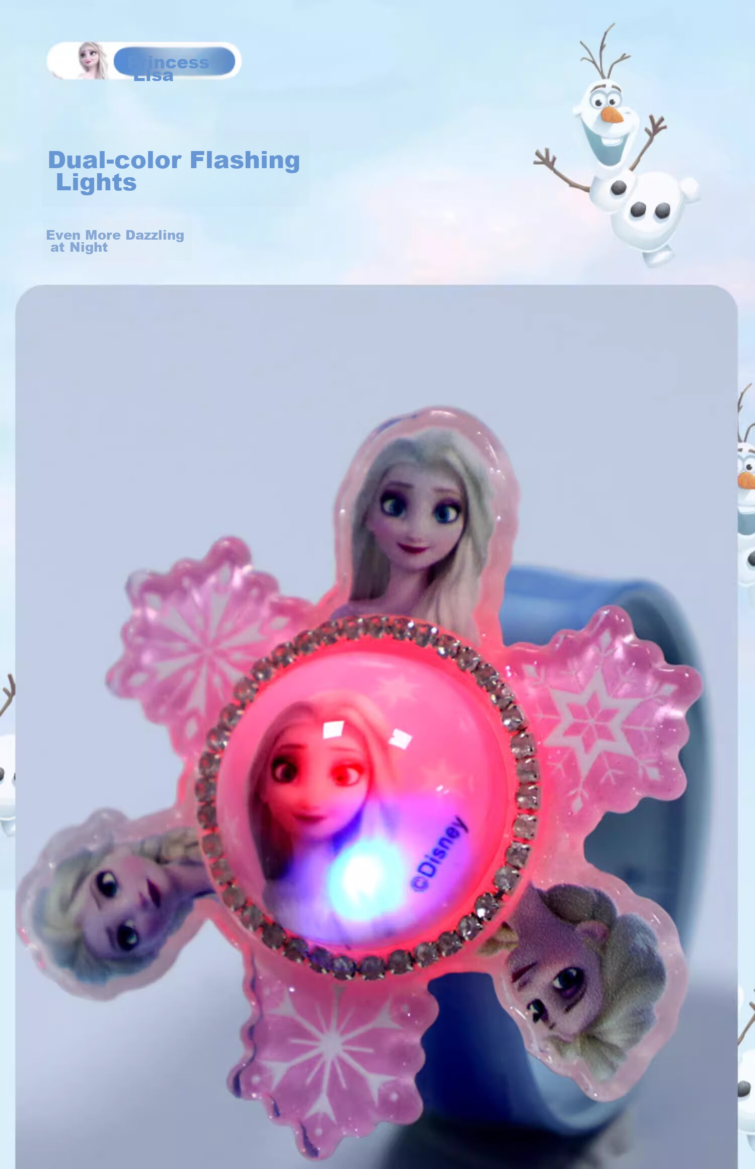 Disney Sand-Blowing Bracelet, Elsa Princess Spinning Top, Girls' Toy, Slap Bracelet, Birthday Gift for Girls 5