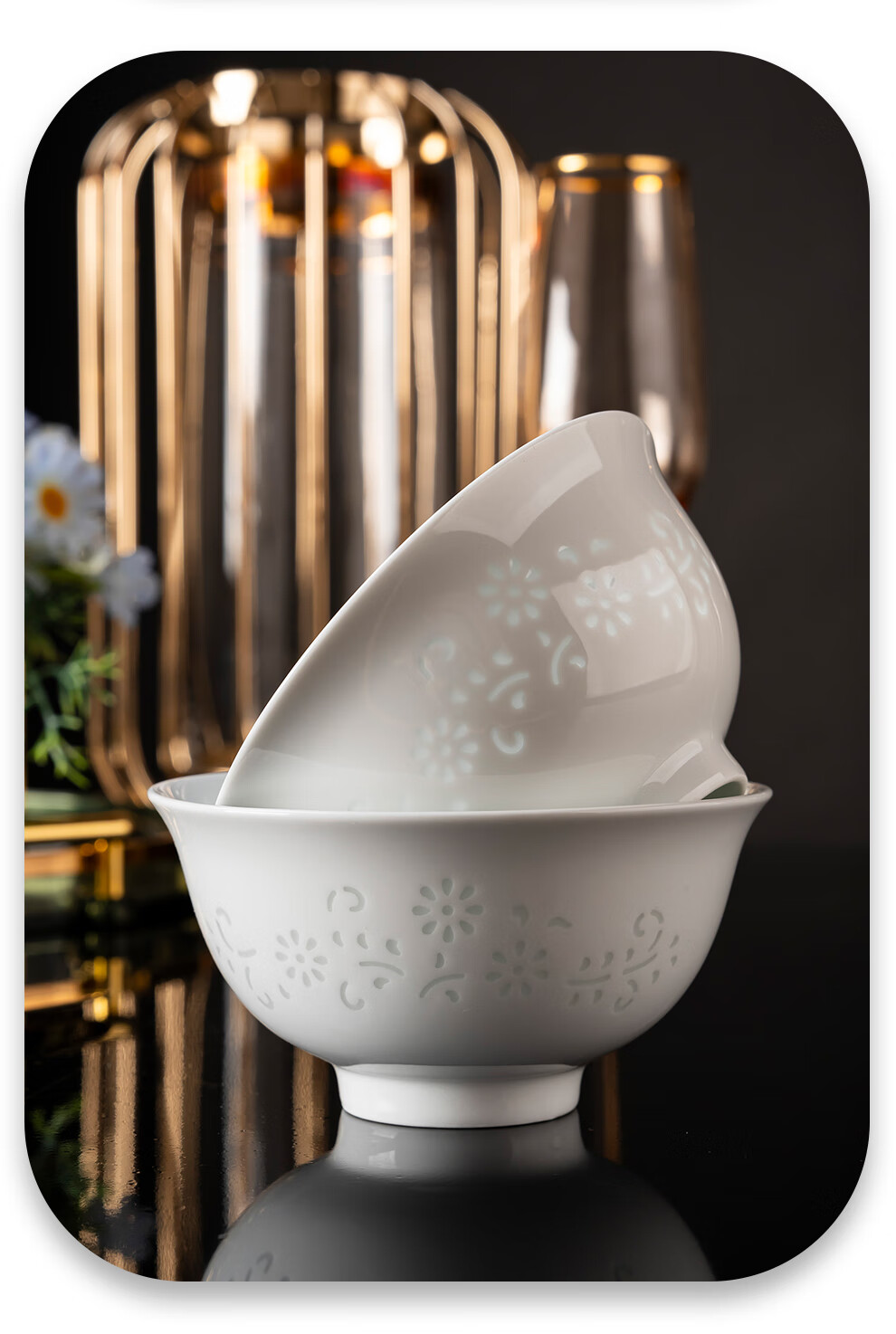Jingde Story Jingdezhen Exquisite Porcelain 6-Inch Noodle Bowls Set of 2 Household Soup Noodle Bowls Large Rice Bowls Ceramic Tableware Noodle Bowl Set 9