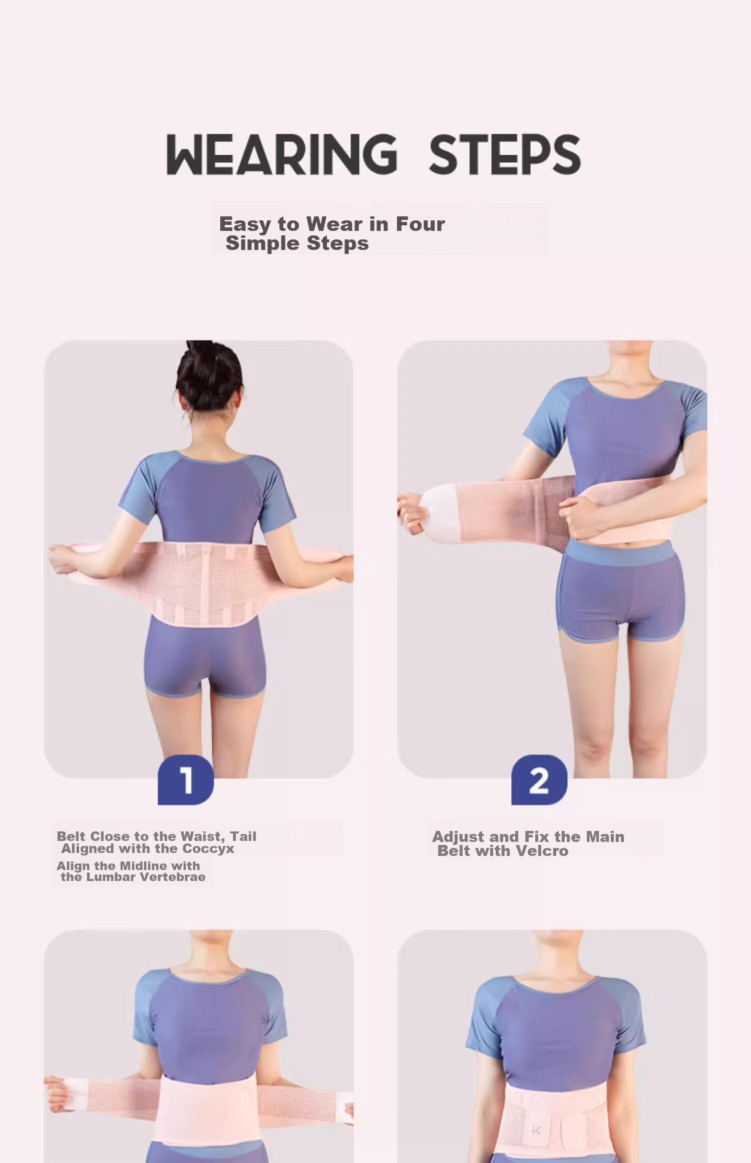 Keep Waist Support Belt for Herniated Disc, Lumbar Support, Post-Surgery Rehabilitation, Lumbar Muscle Strain, Prolonged Sitting, Training Brace, Pink, M 22