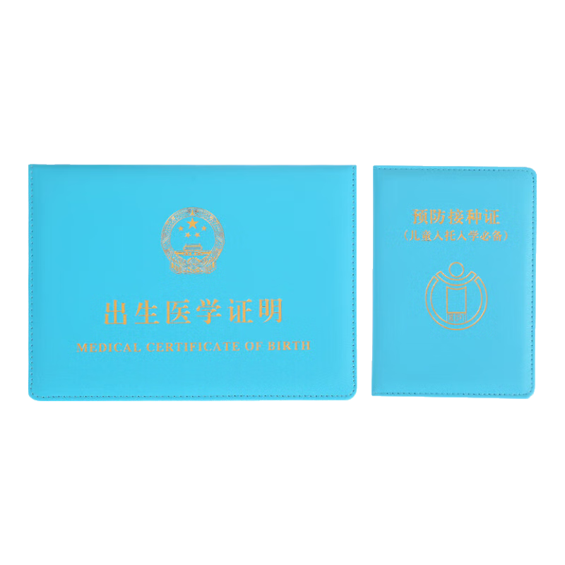 Siyicai Birth Certificate Protector + Vaccination Record Cover (Set of 2), Thickened, Blue, Baby Medical Document Sleeve