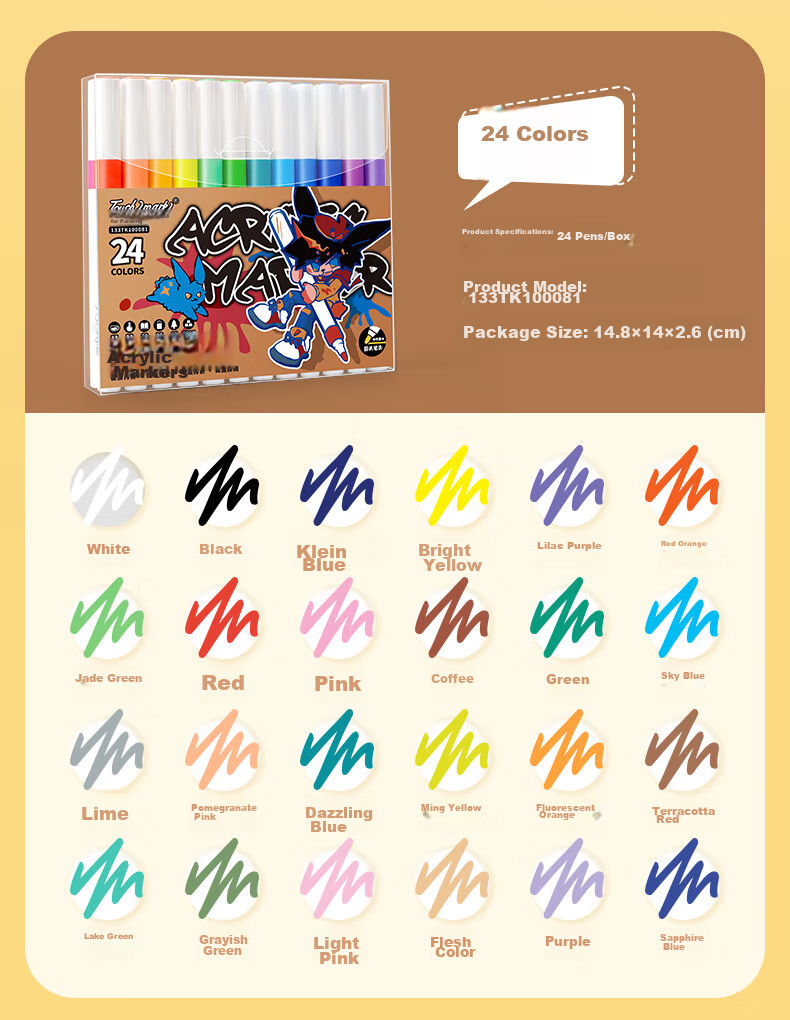 Touch Mark Acrylic Markers, 12 Colors, Water-Based Paint Pens, No-Press Waterproof Quick-Drying Graffiti Acrylic Paint Brushes, Drawing Tools for Students And Children, Birthday Gift, Art Education Painting Brushes 21