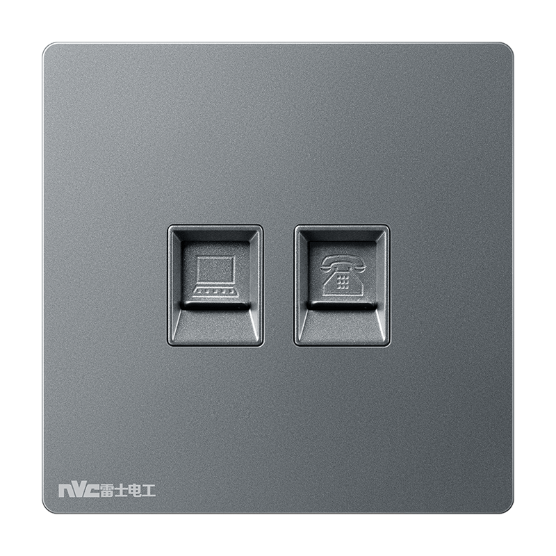 NVC Lighting Electrical Switch Socket Category 6 Computer Telephone Socket 86 Type Wall Panel N25 Misty Gray