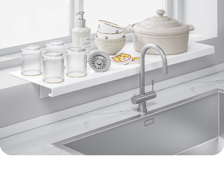 SHENGXITAO Expanded Kitchen Sink Window Sill Storage Rack No-Drill Magnetic Extension Plate Dish and Pot Holder 2