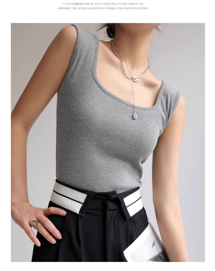 XUEXIMAN Women's Camisole Tank Top, Autumn And Winter Sexy Inner Wear, Solid Color Thin Base Layer, Beautiful Back Design, Inner Wear And Outer Wear Top, XL 16
