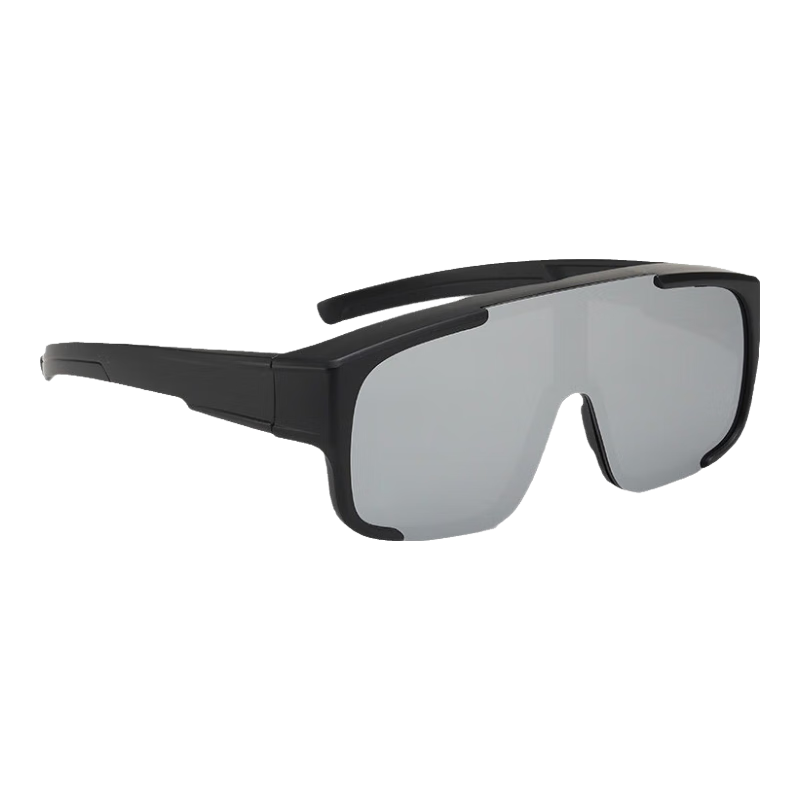 LOVECRAFT Cycling Glasses Myopia Over Glasses 1622 - Black Frame with Silver Lenses, Unisex Sunglasses for Bicycles, UV Protection, Sand Protectio