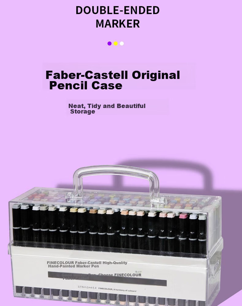 FINECOLOUR 5th Generation Alcohol-Based Double-Ended Markers, 12 Colors with Transparent Pen Case Set, Art Sketching Watercolor Pens for Drawing 11