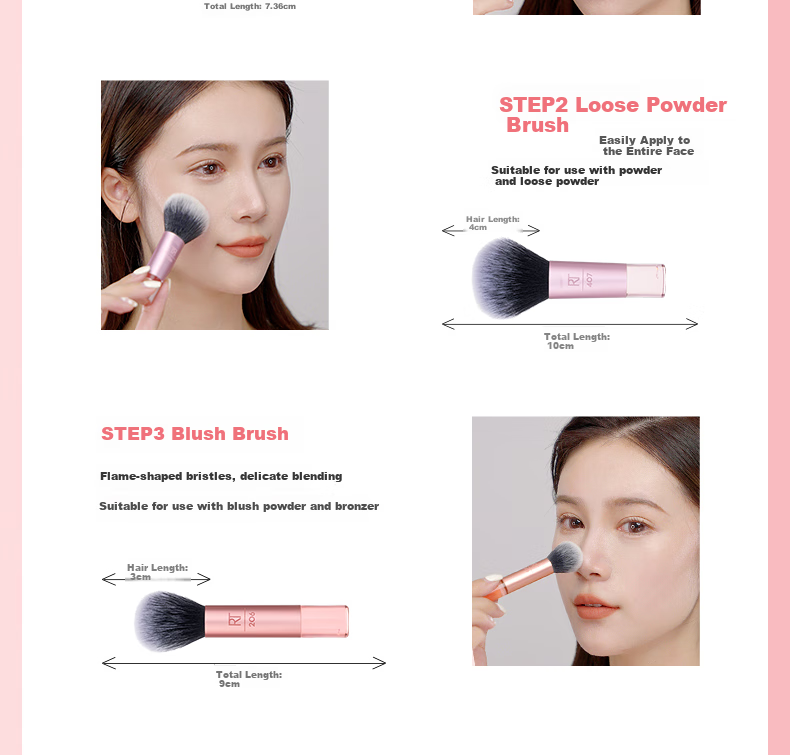 Real Techniques Dream Makeup Brushes Set of 10: Eyeshadow Brush, Powder Brush, Concealer Brush, Blush Brush 8