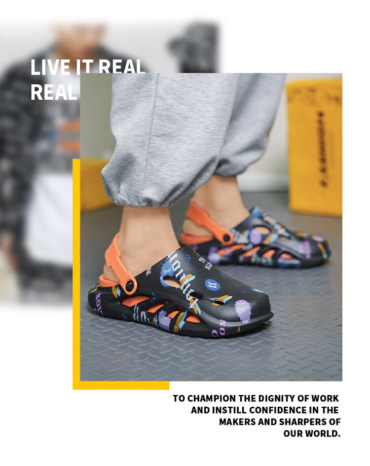 TonLion Sandals for Men, Summer Hole Shoes, Men's Outdoor Slippers, Comfortable Closed-Toe Beach Shoes 2