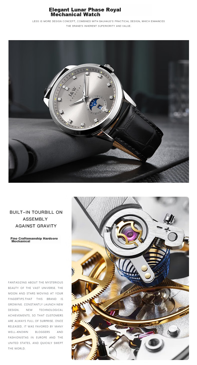 Aiwochi Swiss IW Watch, Men's Fully Automatic Mechanical Wristwatch, Official Authentic Product, 2026 New Model, Top Ten Brand 2