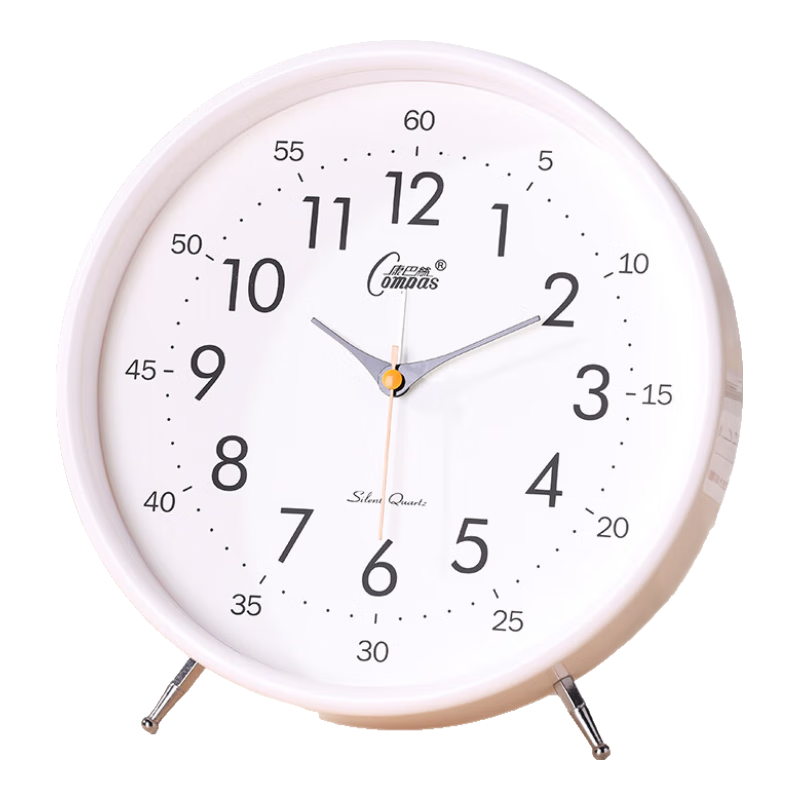 Compas Desktop Alarm Clock for Children And Students, Simple Bedroom Bedside Clock, Essential for Back-To Season, 2363 White Back-To Editio