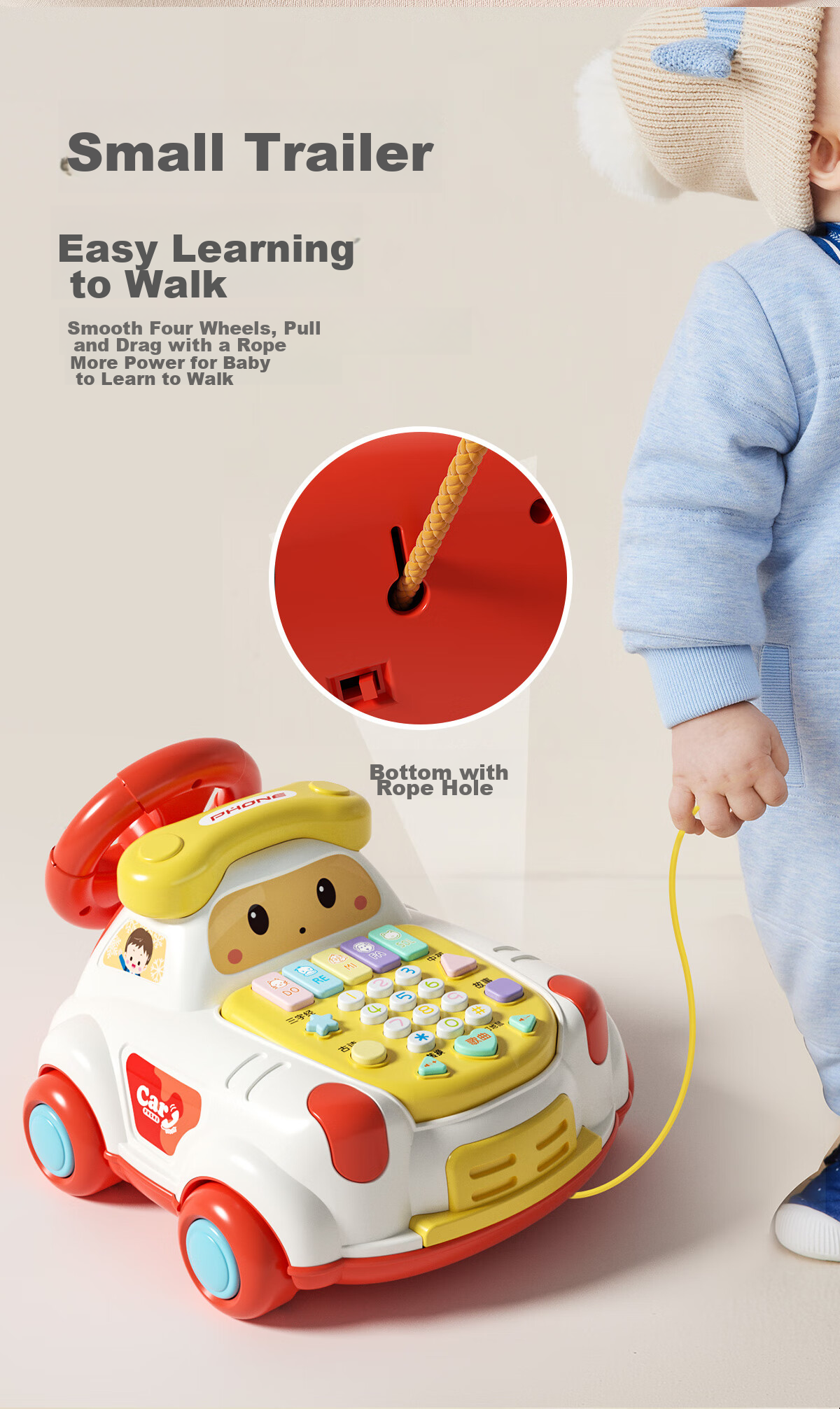 Xinge Children's Telephone Toy, Baby Early Education, Multifunctional Realistic Landline Phone, Car-Themed Birthday Gift for Toddlers 11