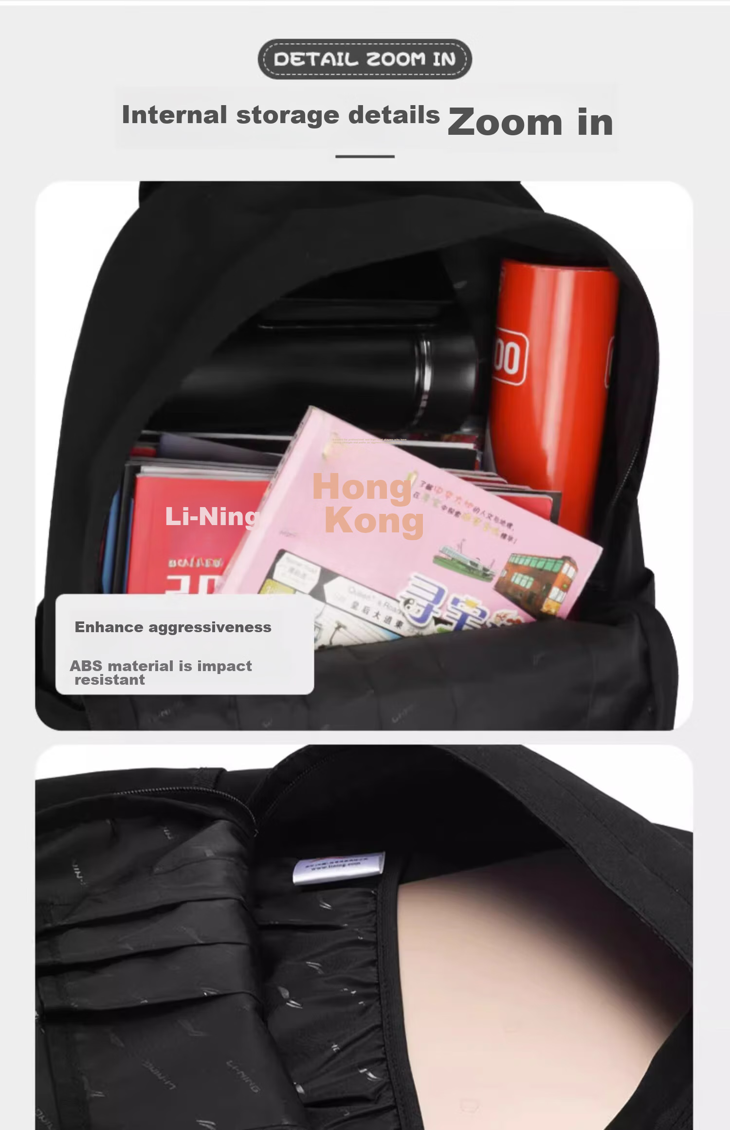 Li-Ning Backpack Large Capacity Lightweight Travel Bag for Middle And High School Students, Business Trips, Hiking And Laptop Carrying Black 16
