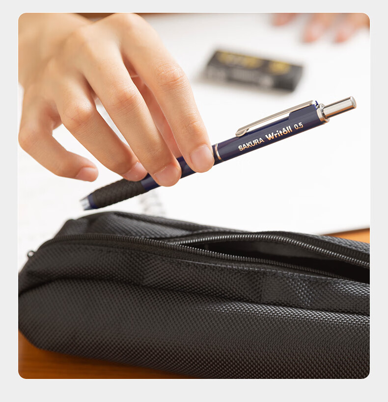 SAKURA Double-Knocking Mechanical Pencil, 0.5mm Lead Tip, Extendable, for Primary And Secondary School Students, Writing, Drawing, Sketching, Quick-Drawing, Durable Pencil, Deep Red 4