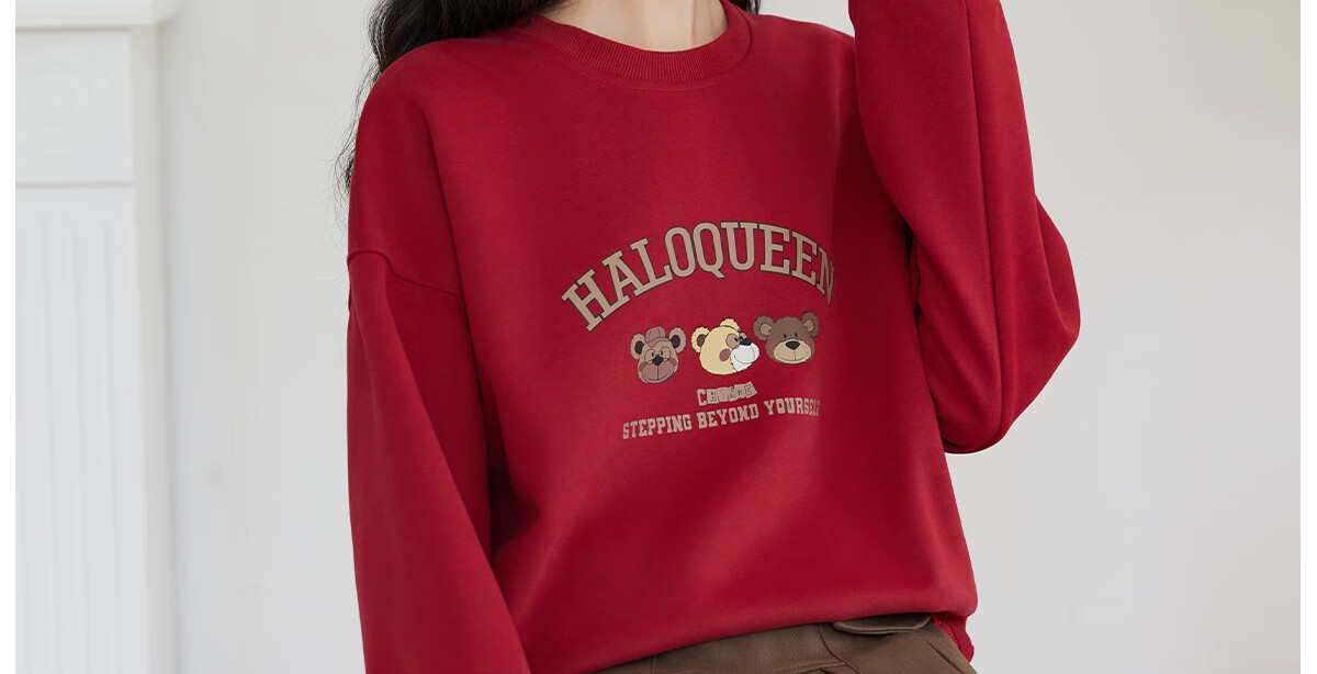 Halo Queen Women's Sweatshirt, Spring And Autumn Round Neck, Little Bear Christmas Outfit, Fashionable Loose Top Jacket H143W1002 37