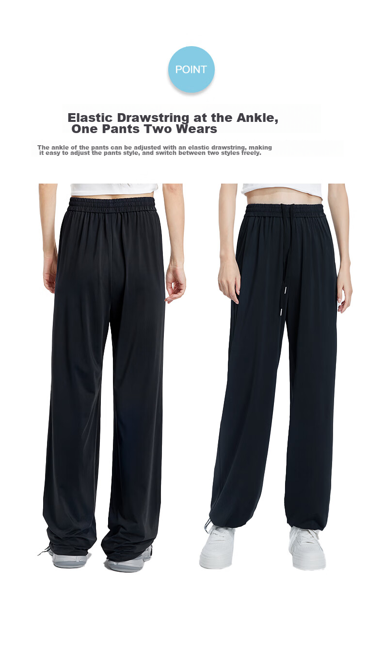 Zao Ice-Cool Sun Protection Pants, Draping Slimming Effect, Lightweight Summer Casual Pants for Women, Tapered Leg Trousers, Black, Size M 7
