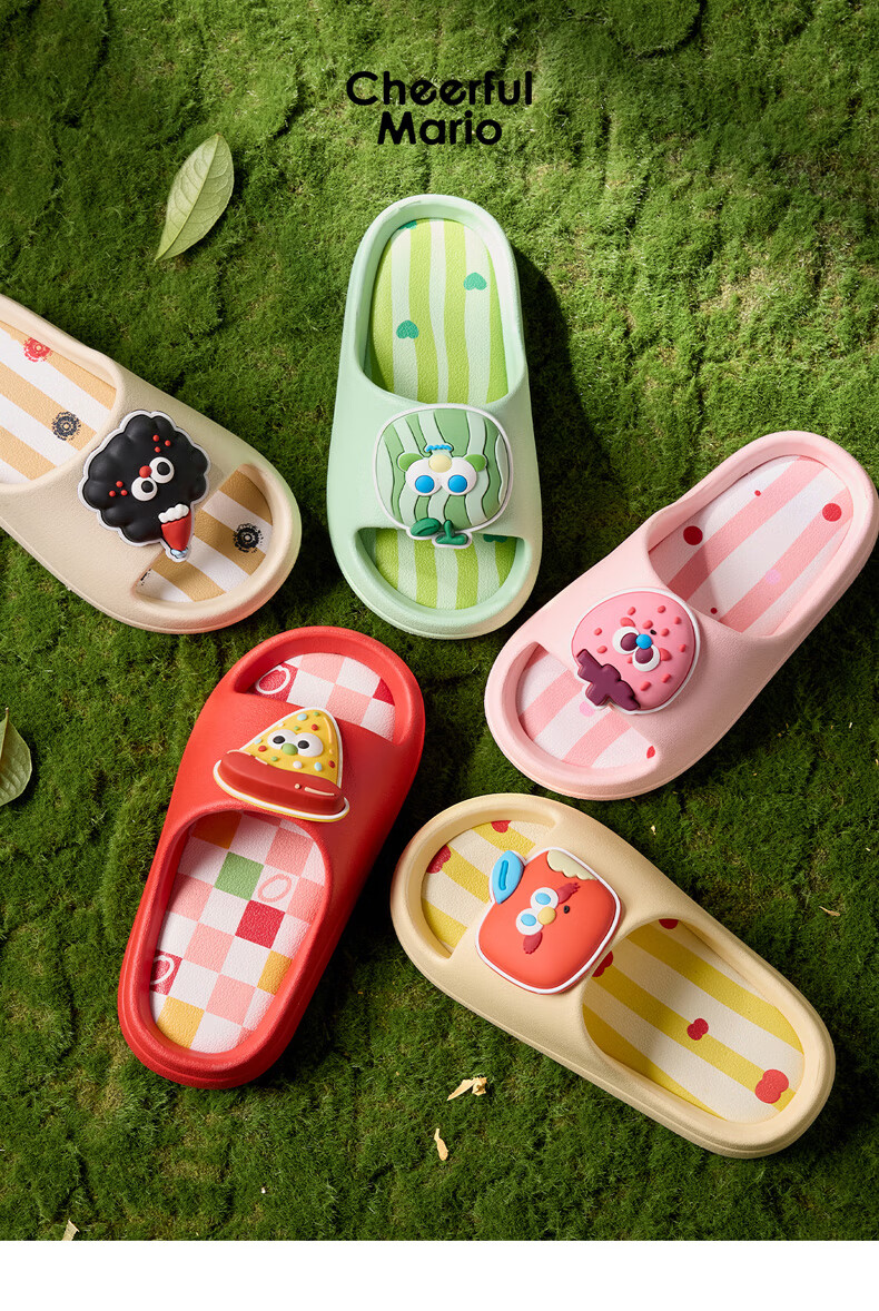 Cheerful Mario Parent-Child Children's Slippers, Summer Boys Girls Indoor Home Bathroom Cute Soft-Soled Cartoon Sandals, Family of Three 10