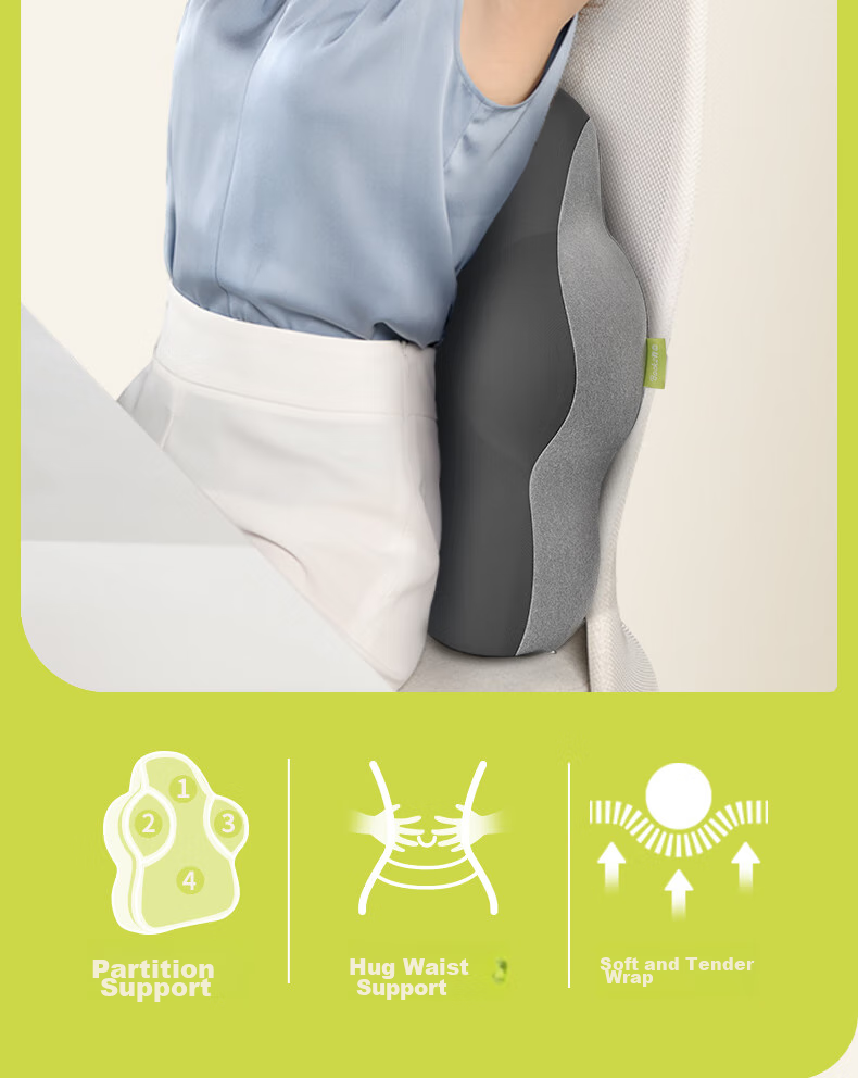 Back2 Lumbar Support, Office Ergonomic Back Cushion, Long-Sitting Aid, Car Pillow, Waist Pillow, Gray 2