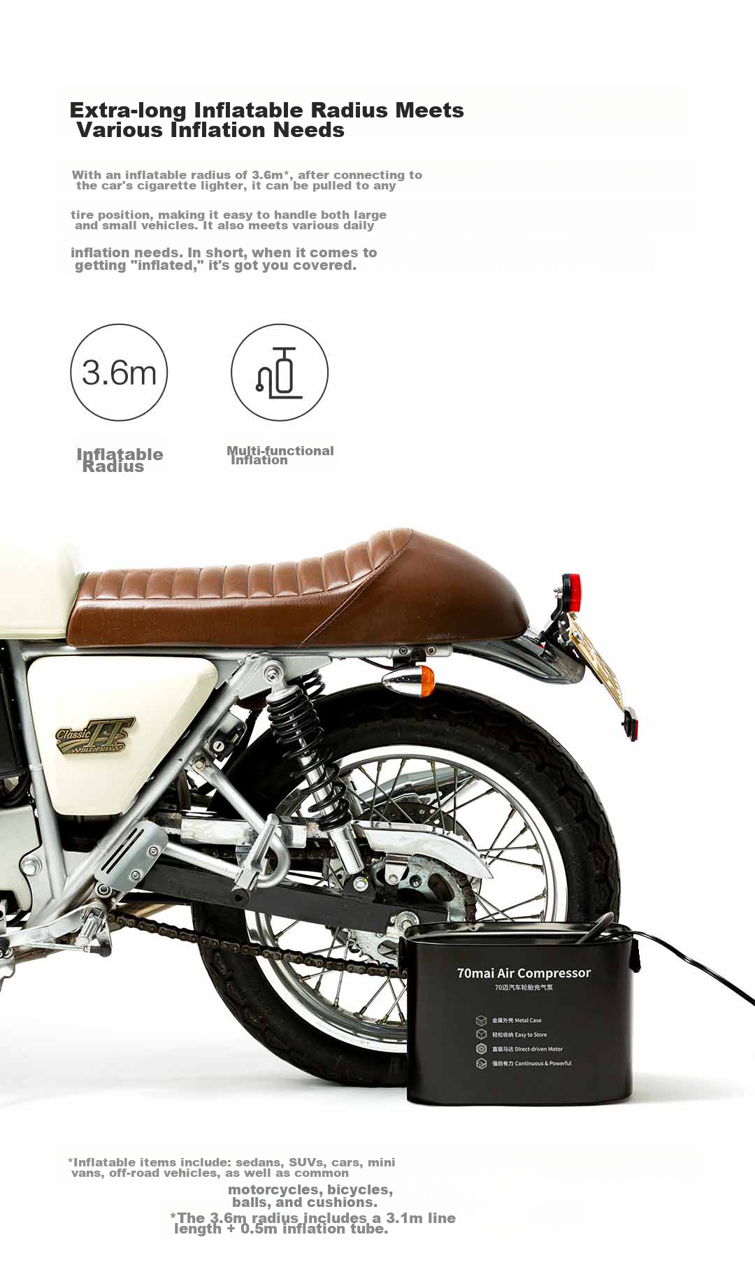 70Mai Car Air Pump, Preset Tire Pressure, Digital Display Portable Tire Inflator, Smart Touch Control, Air Pump 5