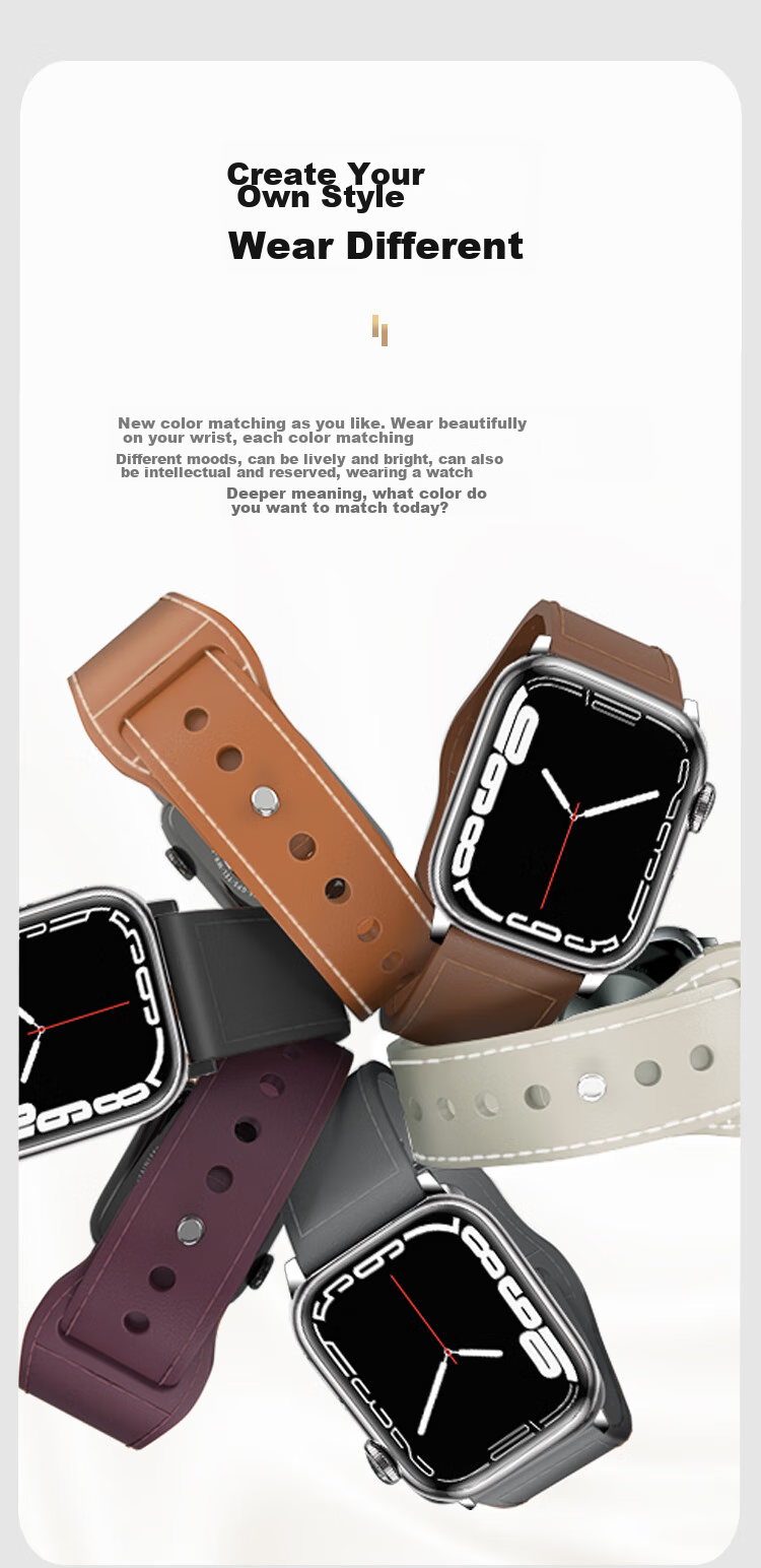 MSSM Leather Watch Strap Compatible with Apple Watch, Swift Cowhide Band for IWatch S12/11/ultra4/S10/9/SE3 - Brown 44-49 9