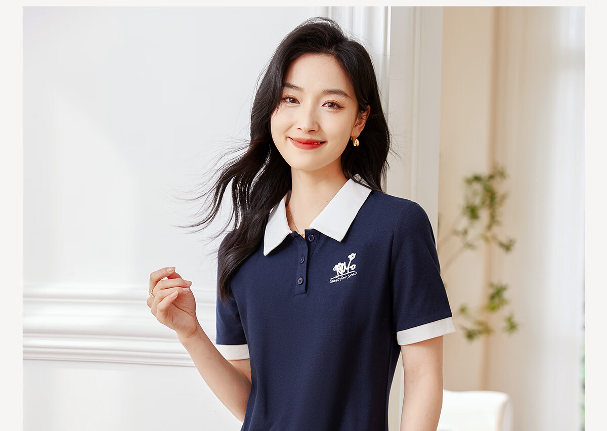 Chushen Summer Short-Sleeve Dress for Women, Fashionable Color-Block Casual Sporty Preppy Style POLO Dress S13KQ1019 1