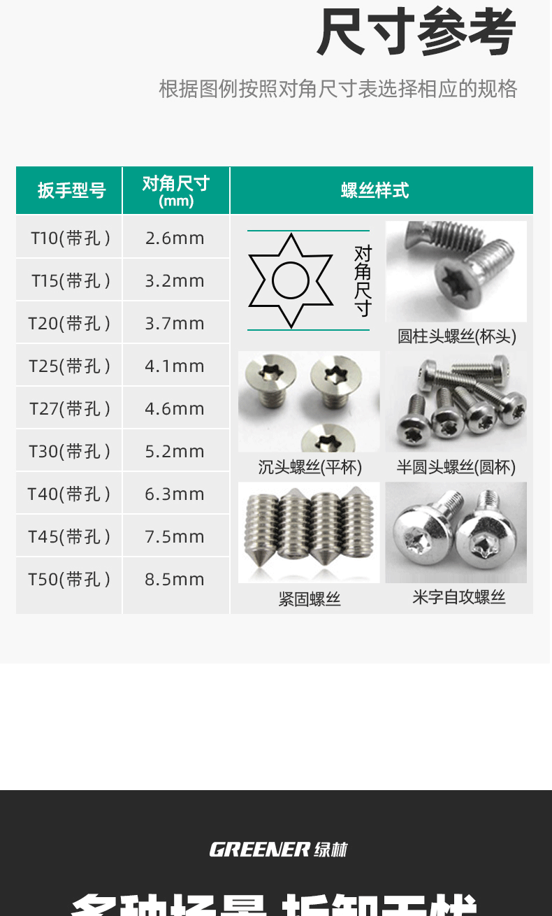 GREENER Household Plum Blossom Hex Key Wrench Set, Cross Hex Screwdriver Plum Blossom Hex Key Extended 9-Piece Set 6