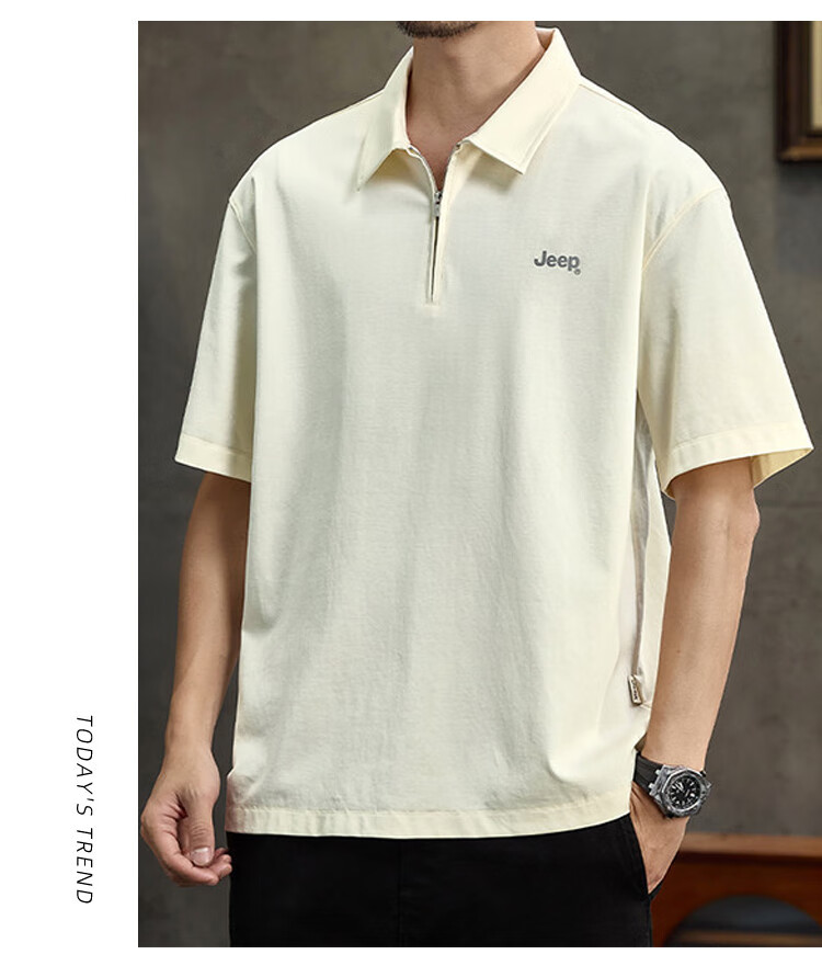 JEEP Polo Shirt for Men, Summer Short-Sleeve T-Shirt, Comfortable Breathable Casual Versatile Commuter Loose-Fitting Collared Top for Me 10