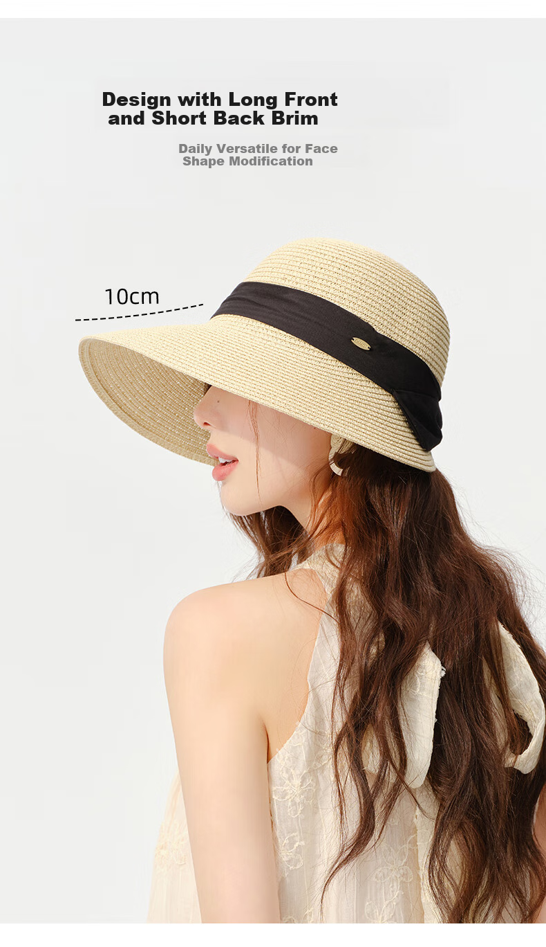 CACUSS Sun Hat for Women, Summer UV Protection Hat with Wide Brim, Open Top Straw Hat, Sun Visor, Rollable Hat for Women, Gelin Brow 3