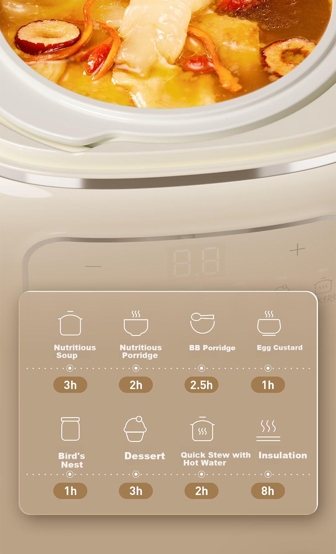 Joyoung Quick-Cooking Electric Stew Pot, Bird's Nest Stew Pot, Double Boiler Pot, Multifunctional Pot, Baby Food Cooker, Soup Pot, Stew Pot, Steamer, 1L Compact Capacity GD189 10