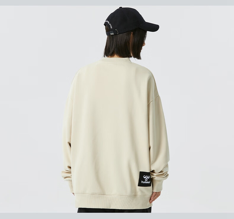 Hummel Spring And Autumn Heavyweight Sweatshirt for Men And Women, Couple Outfit with Embroidery, Loose-Fitting Round Neck Top for Spring, Base Layer, Black, S 16