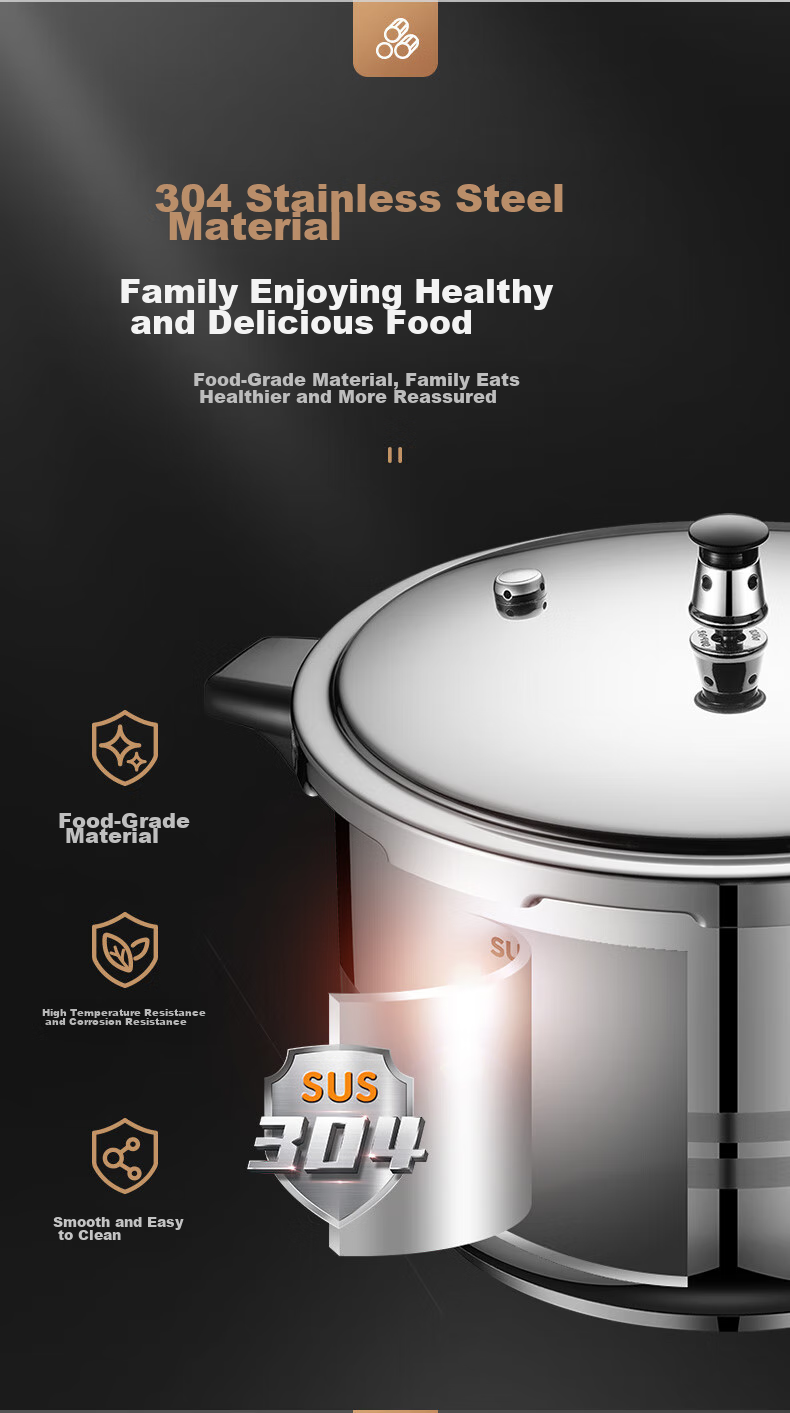 SUPOR 304 Stainless Steel 9L Pressure Cooker, 26cm [Suitable for 4-6 People], Explosion-Proof High Pressure Cooker, Compatible with Induction Cookers, Large Capacity 10