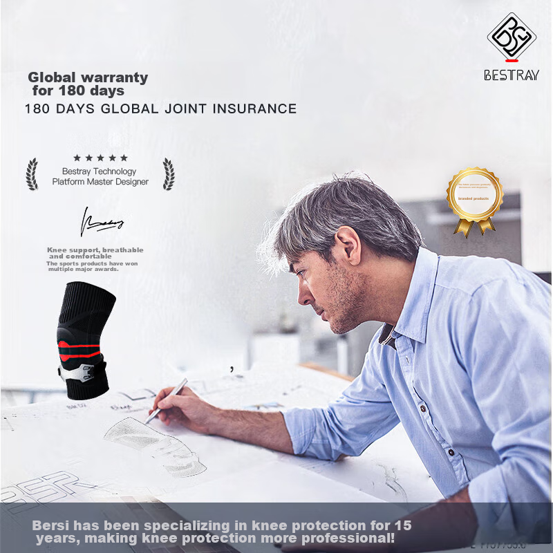 Bestray 5D Heavy-Duty Knee Brace for Overweight, Plus Size, Extra Thick Leg, for Men over 200 Jin, Meniscus Support, Sports Knee Brace for Running And Basketball