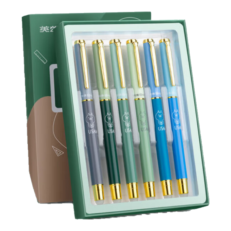 HERO Erasable Fountain Pen Set Cartoon Morandi Primary School Grade 3 Handwriting Practice Heat-Sensitive Erasable Posture Correct Replaceable Ink Cartridges Male 6-Pack (Color Random) JD