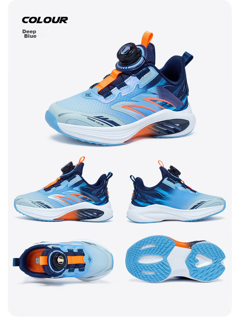 Bumblebee Kids Boys Sports Shoes 2026 Spring Children's Running Shoes D112431068 Orange/Deep Blue (Single Mesh) Size 32 9
